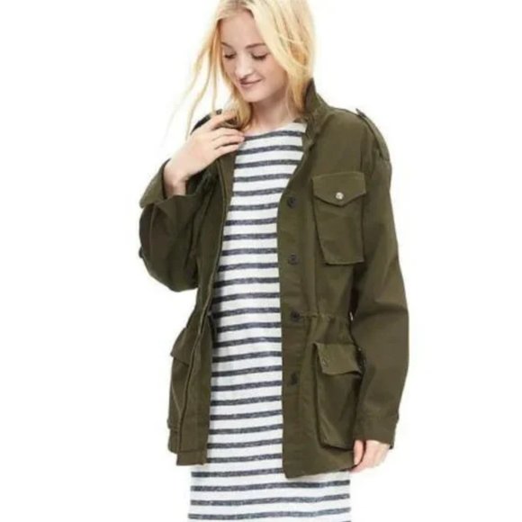 Banana Republic Jackets & Blazers - BANANA REPUBLIC / L /  Women's Cotton Military Utility Coat Jacket - Army Green